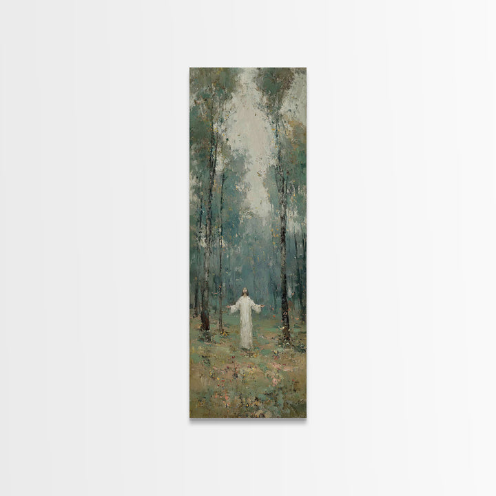 Radiant Woods Blessing, Framed Canvas Print, Christian Wall Art, Christian Art Canvas, Jesus Painting, Tall Narrow Wall Art, Christian Chri