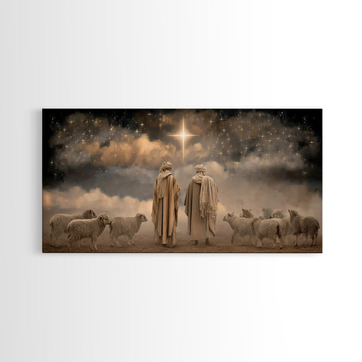 Guiding Star Night – Framed Canvas Print – Christian Wall Art – Christmas Art – Christian Art Canvas – Jesus Christmas Art – Christian Deco