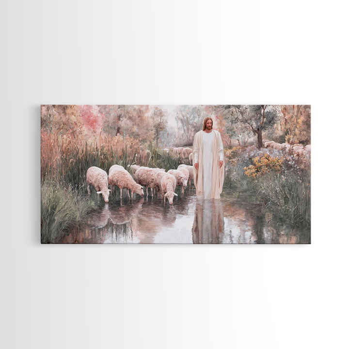 Pastoral Sunrise - Framed Canvas Print - Christian Wall Art - Christian Art Canvas - Christian Gift - Jesus Painting - Christian Art