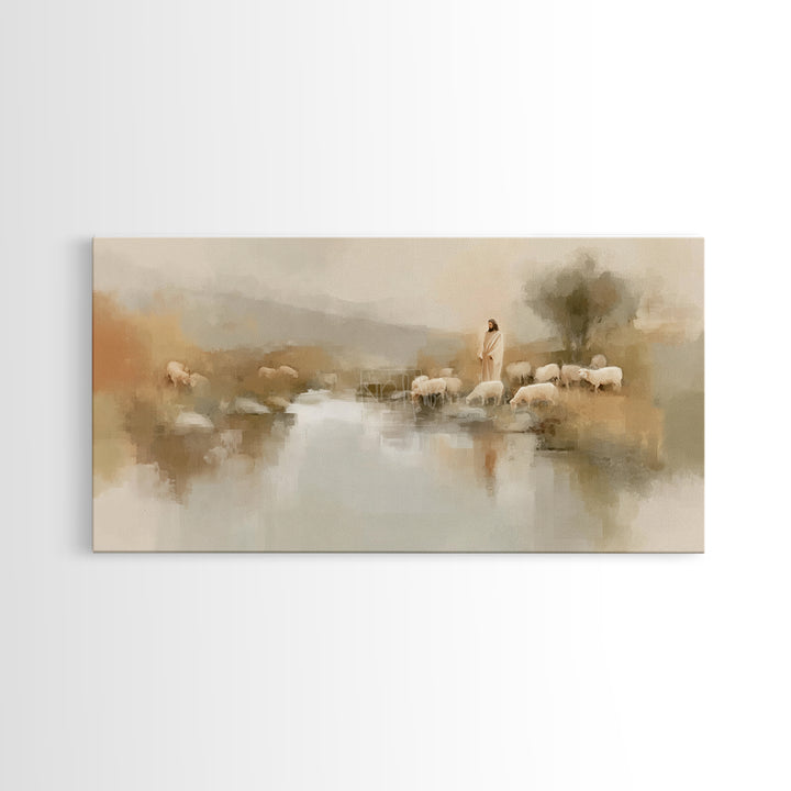 River of Peace | Framed Canvas Print | Christian Art Canvas | Jesus Painting | Christmas Art | Christian Wall Art | Subtle Christian Art