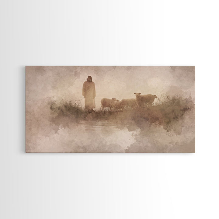 Morning Grace, Framed Canvas Print, Christian Art Print, Jesus Painting, Christian Wall Art, Christian Christmas Art, Minimalist Christian