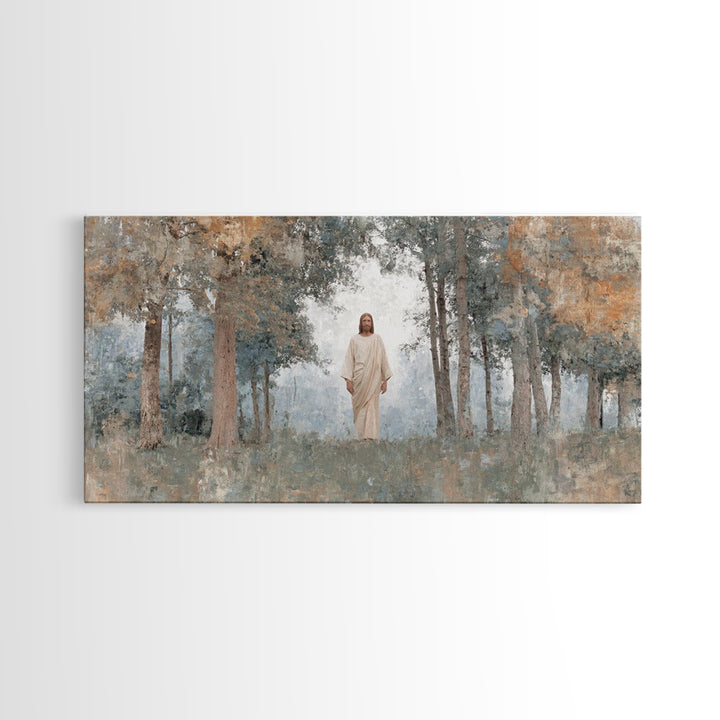 Divine Meadow, Framed Canvas Print, Christian Wall Art, Jesus Painting, Christian Art Canvas, Subtle Christian Art, Christian Christmas Art
