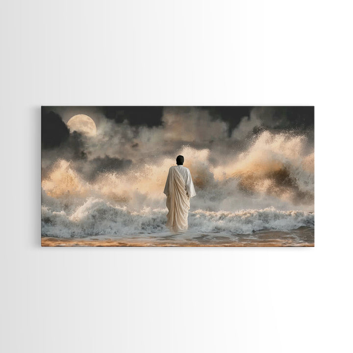 Moonlit Deliverance – Framed Canvas Print – Christian Wall Art – Jesus Painting – Christian Art Canvas – Moody Christian Art – Christian Gi