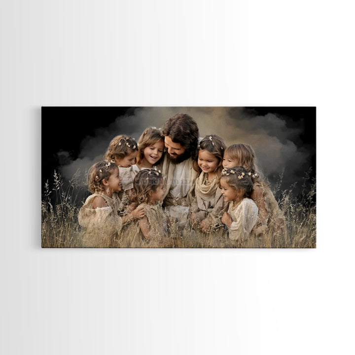 Joyful Meadow, Framed Canvas Print, Christian Wall Art, Jesus Painting, Christian Art Canvas, Christian Art Prints, Christian Gift Ideas