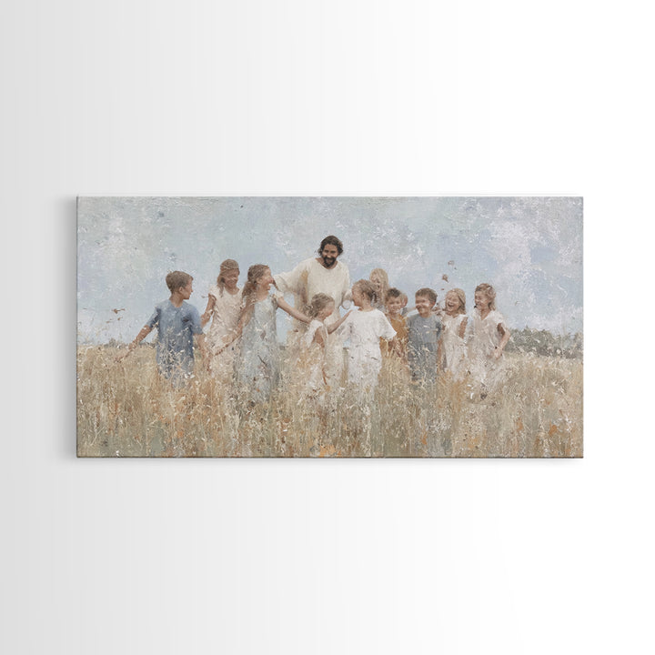 Fields Of Joy – Framed Canvas Print – Christian Wall Art – Jesus Painting – Christian Art Canvas – Christmas Art – Christian Decor