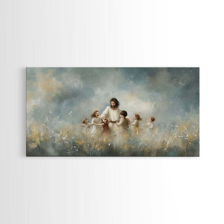 Gentle Shepherd Light | Framed Canvas Print | Christian Art Canvas | Jesus Painting | Christian Wall Art | Christian Christmas Art | Christ