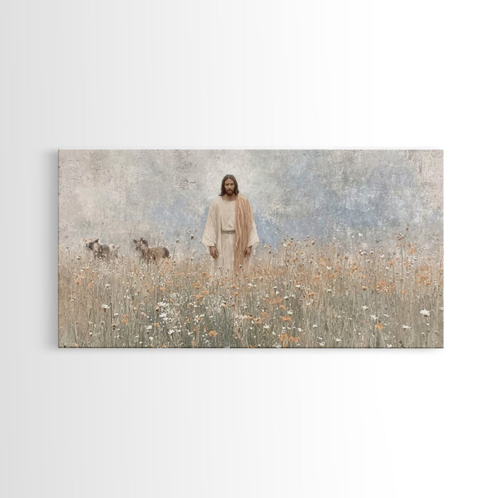 Sacred Garden Quiet, Framed Canvas Print, Christian Art Print, Jesus Paintings, Christian Wall Art, Christmas Art Prints, Christian Decor,