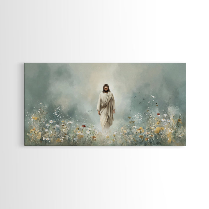 Heavenly Garden Walk – Framed Canvas Print – Christian Art Print – Jesus Painting – Christian Wall Art – Christian Christmas Art – Christia