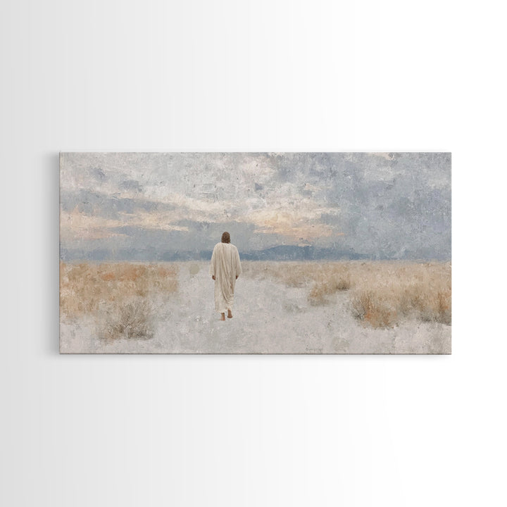 Desert Dawn Path – Framed Canvas Print – Christian Wall Art – Jesus Painting – Christian Art Canvas – Christian Decor – Modern Christian Ar