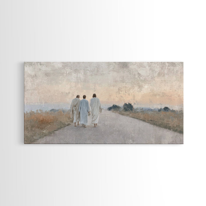 Road Of Companions | Framed Canvas Print | Christian Art Canvas | Christian Wall Art | Christian Paintings | Jesus Painting | Christian Dec