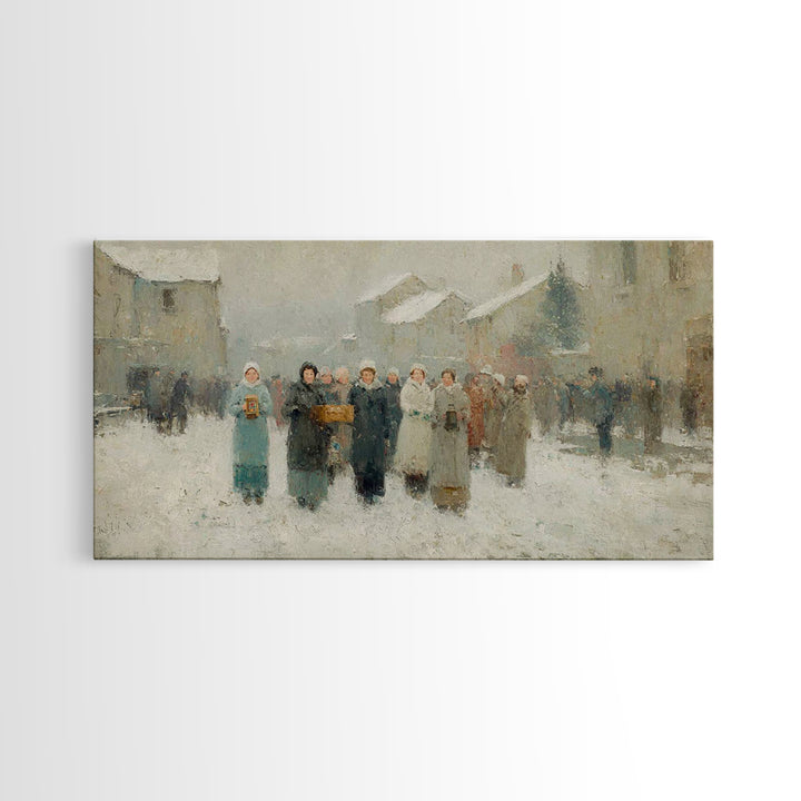Little Carolers, Framed Canvas Print, Christmas Art Prints, Christian Christmas Art, Christian Art Canvas, Christmas Wall Art, Christian De