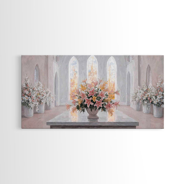 Radiant Blossoms, Framed Canvas Print, Christian Wall Art, Subtle Christian Art, Christian Art Canvas, White Christmas Art, Christian Decor