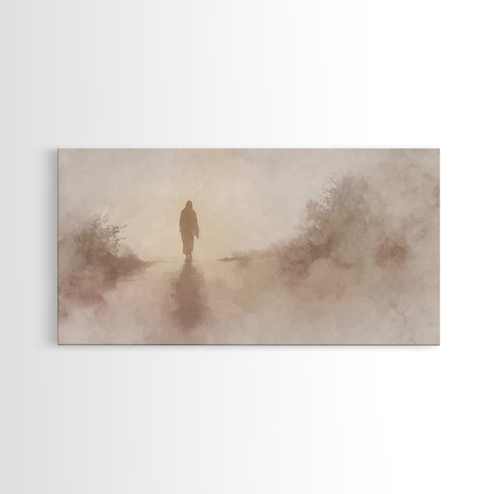 Solitary Savior Path – Framed Canvas Print – Jesus Painting – Jesus Canvas Art – Christian Wall Art – Modern Christian Art – Large Jesus Pa