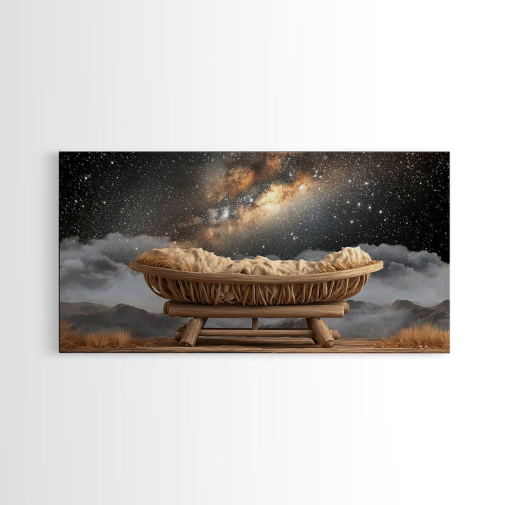 Heavenly Cradle – Framed Canvas Print – Christmas Art – Christian Christmas Art – Christian Decor – Christian Wall Art