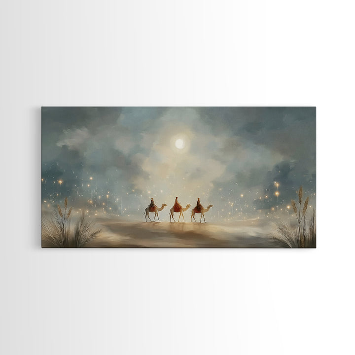 Guided By Starlight, Framed Canvas Print, Christmas Art Prints, Christian Christmas Art, Christian Wall Art, Christian Decor