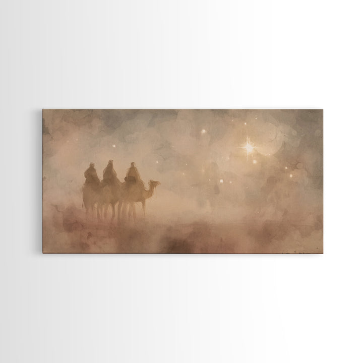 Wisemen In Dawn – Framed Canvas Print – Christian Christmas Art – Christmas Wall Art – Christian Art Canvas – Christian Decor