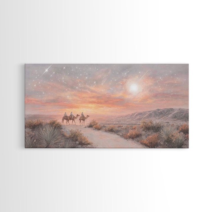 Desert Star Path, Framed Canvas Print, Christian Art Canvas, Christmas Art Prints, Christian Christmas Art, Christian Wall Art