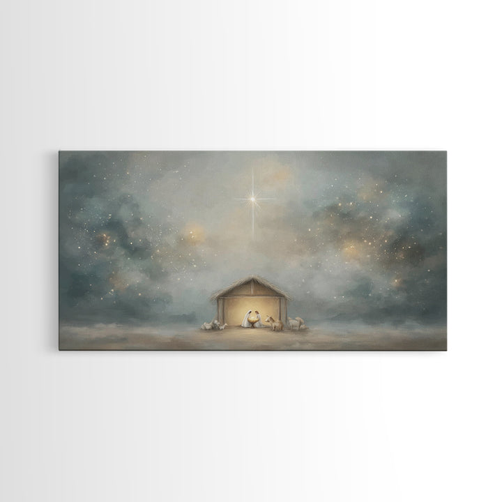 Desert Nativity – Framed Canvas Print – Jesus Art – Christian Gifts – Christian Decor – Christmas Art – Christian Canvas – Christian Art