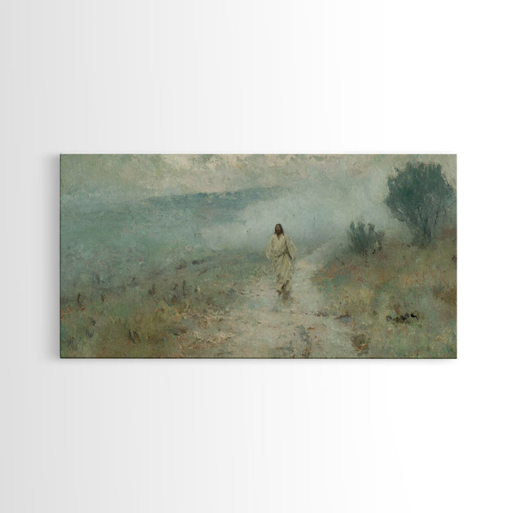Quiet Valley Walk, Framed Canvas Print, Christian Wall Art, Christian Art Canvas, Jesus Painting, Large Christian Art, Christian Christmas