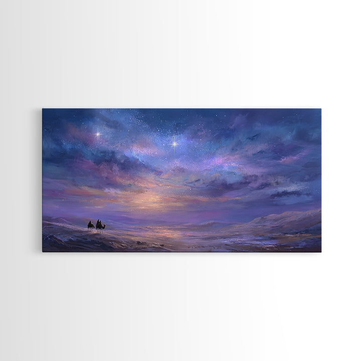 Heavens of Promise, Framed Canvas Print, Christian Art Prints, Christmas Wall Art, Christian Christmas Art, Christian Painting, Modern Chri