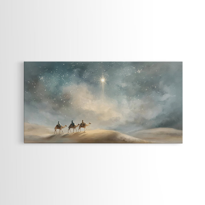 Desert Choir of Light – Framed Canvas Print – Christian Art – Christmas Wall Art – Christian Art Canvas – Christian Painting – Modern Chris