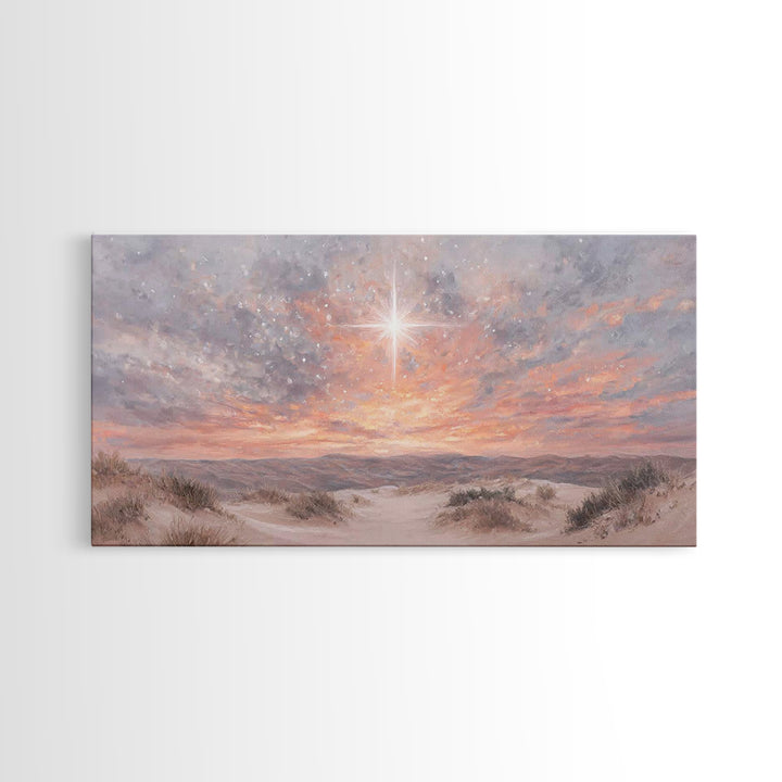 Morning Star Ascending, Framed Canvas Print, Christmas Wall Art, Christian Art Canvas, Christian Christmas Art, Christian Art Print, Moody