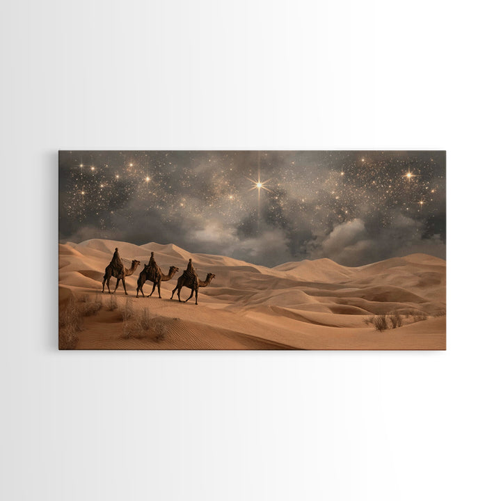 Desert Star Journey, Framed Canvas Print, Christmas Art, Christian Christmas Art, Christian Wall Art, Christian Art Canvas, Jesus Painting