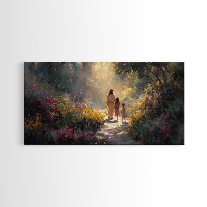 Radiant Garden Way – Framed Canvas Print – Christian Art Canvas – Christmas Art – Christian Wall Art – Jesus Painting – Christian Christmas