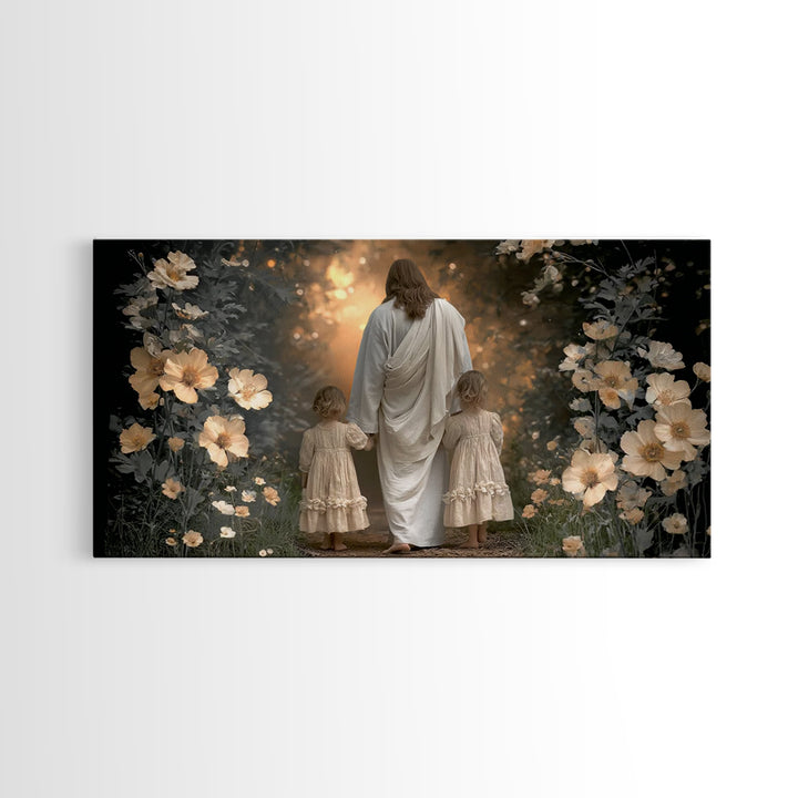 Garden Light Blessing, Framed Canvas Print, Jesus Painting, Christian Wall Art, Christian Art, Christian Art Canvas, Christian Gift