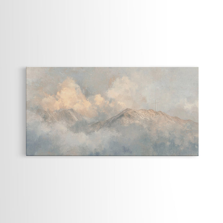 Heaven’s Crest – Framed Canvas Print – Christian Wall Art – Christian Art Canvas – Minimalist Christian Art – Christmas Art Prints