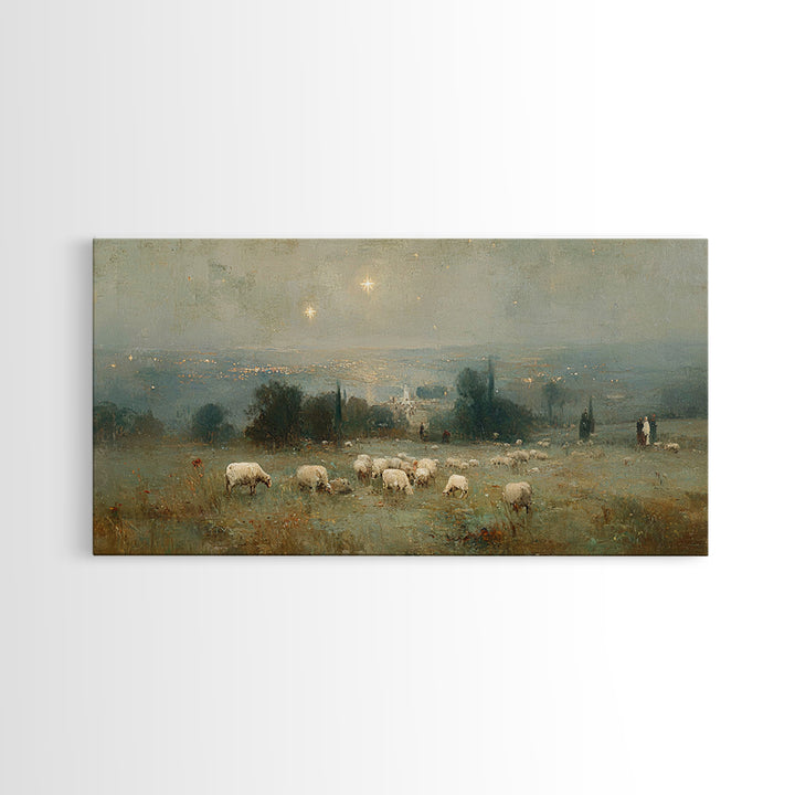 Shepherds Of Light – Framed Canvas Print – Christian Wall Art – Christian Art Canvas – Christmas Art Prints – Christian Christmas Decor