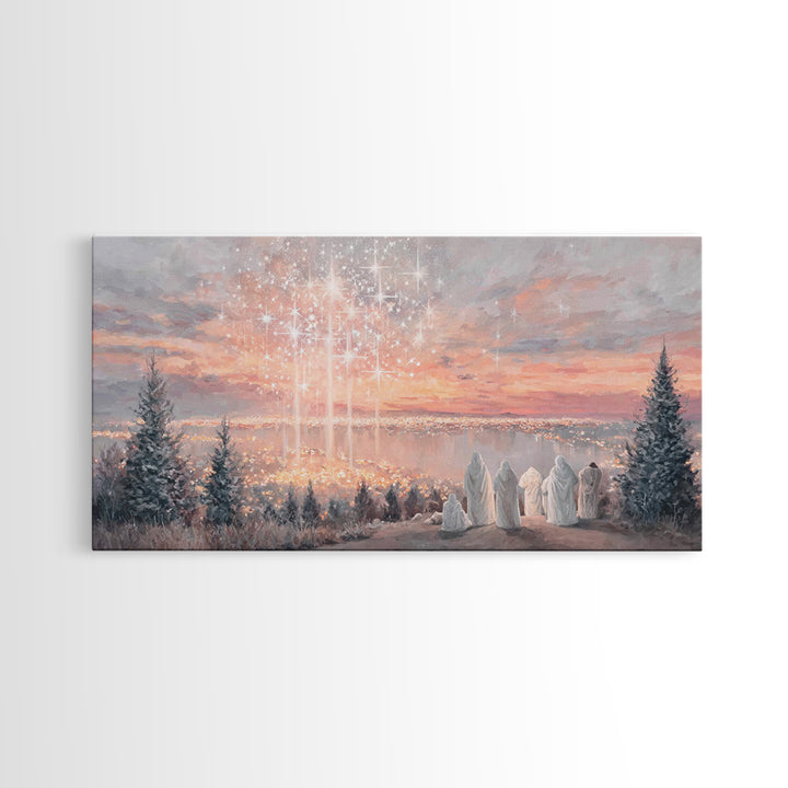 Angelic Horizon – Framed Canvas Print – Christian Art Canvas – Modern Christian Art – Christmas Wall Art – Christian Christmas Art