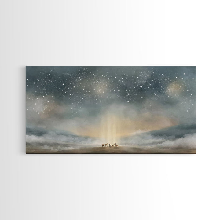 Bethlehem Dawn Star, Framed Canvas Print, Christian Wall Art, Christian Art Canvas, Christmas Art, Christian Christmas Decor