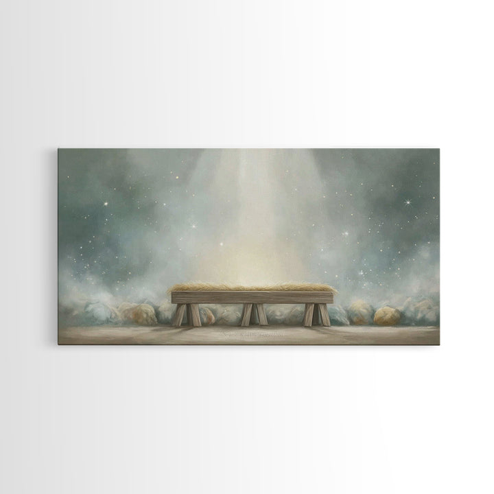 Humble Birth Stillness | Framed Canvas Print | Christian Art Canvas | Christian Wall Art | Christmas Art | Christian Decor