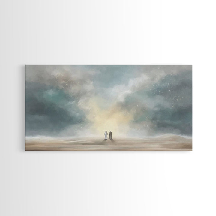 Heavenly Ascent – Framed Canvas Print – Christian Art Canvas – Christian Wall Art – Blue Christian Art – Christian Painting – Christian Gif