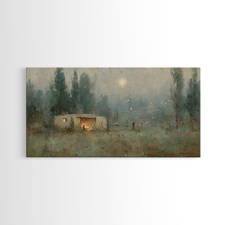 Bethlehem Evening Star, Framed Canvas Print, Christmas Art, Christian Wall Art, Christian Art Canvas, Christian Christmas Art