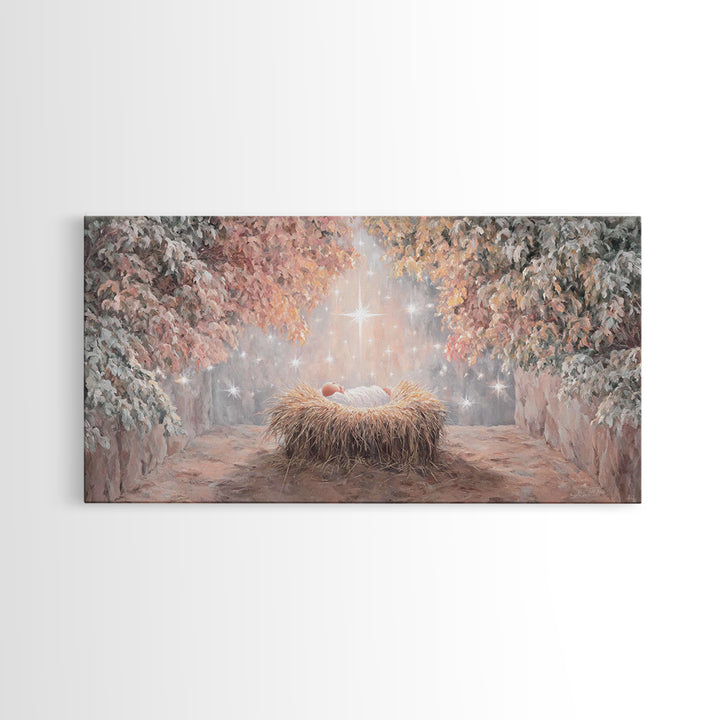 Heaven’s Tender Gift – Framed Canvas Print – Christian Wall Art – Christian Christmas Art – Christmas Art – Christian Art Canvas