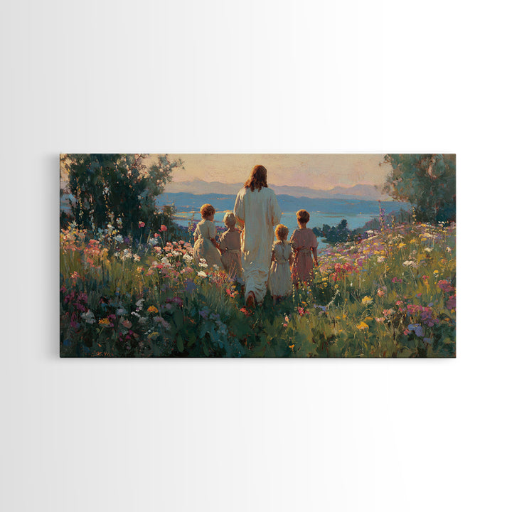 Walk In His Light – Framed Canvas Print – Jesus Painting – Christian Art Canvas – Christian Wall Art – Christian Art