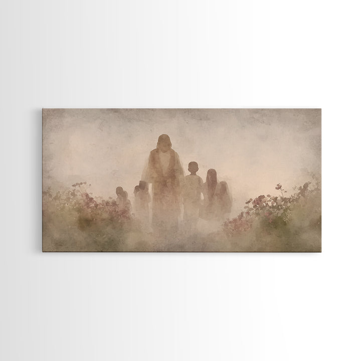 Field Of Mercy – Framed Canvas Print – Christian Wall Art – Jesus Painting – Christian Art Canvas – Pastoral Scenery – Christian Christmas