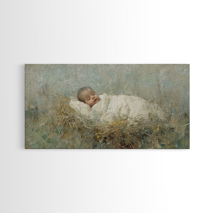 Sacred Manger – Framed Canvas Print – Jesus Christmas Art – Christian Art Canvas – Christmas Wall Art – Christian Christmas Decorations – V