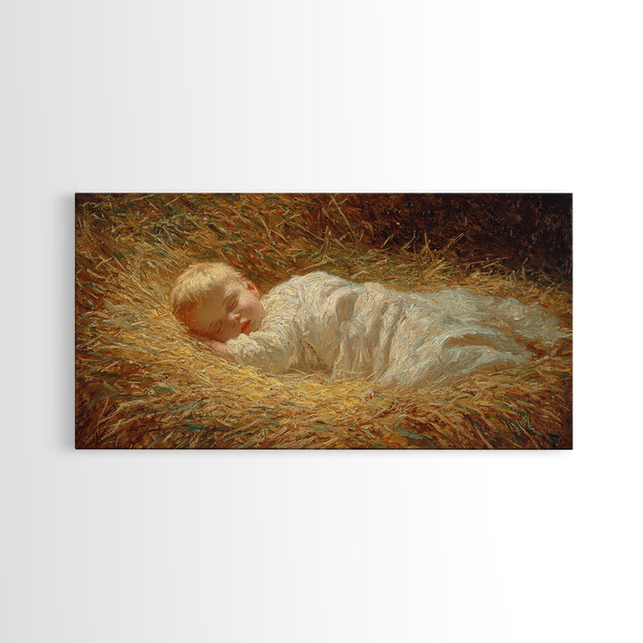Manger Serenity – Framed Canvas Print – Christian Art Canvas – Christmas Art Prints – Christian Christmas Art – Vintage Christmas Art – Chr