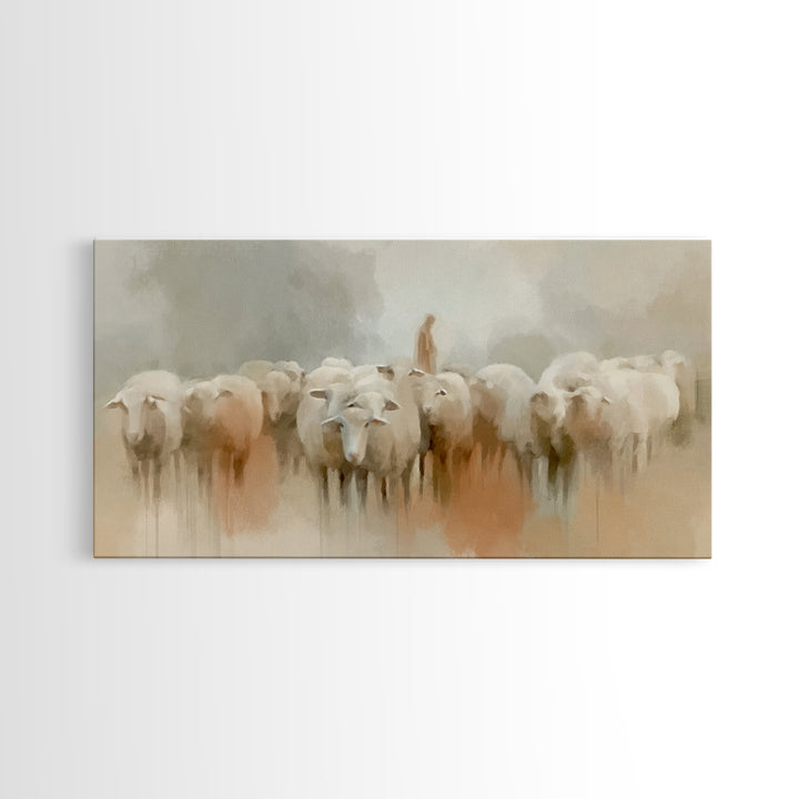 Gentle Pasture Grace, Framed Canvas Print, Christian Art Canvas, Jesus Painting, Christian Wall Art, Subtle Christian Art, Christmas Art Pr