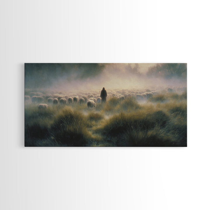 Graceful Flock Dawn – Framed Canvas Print – Jesus Painting – Christian Art Canvas – Christian Wall Art – Christmas Art Prints – Christian G