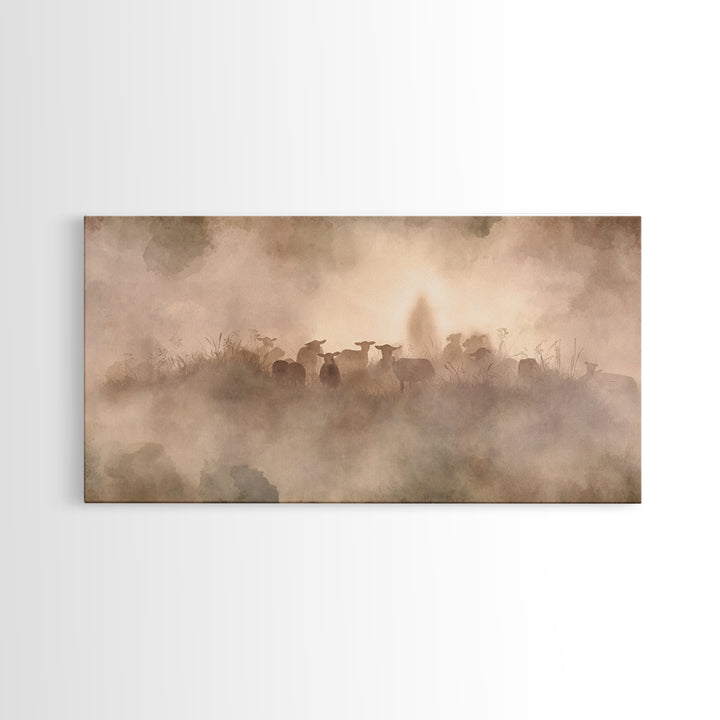 Misty Shepherd Path – Framed Canvas Print – Christian Wall Art – Christian Art Canvas – Jesus Painting – Moody Christian Art – Christian De