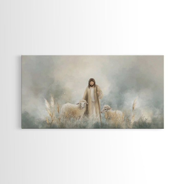 Gentle Shepherd Grace | Framed Canvas Print | Christian Art Canvas | Jesus Painting | Christian Wall Art | Subtle Christian Art | Christian