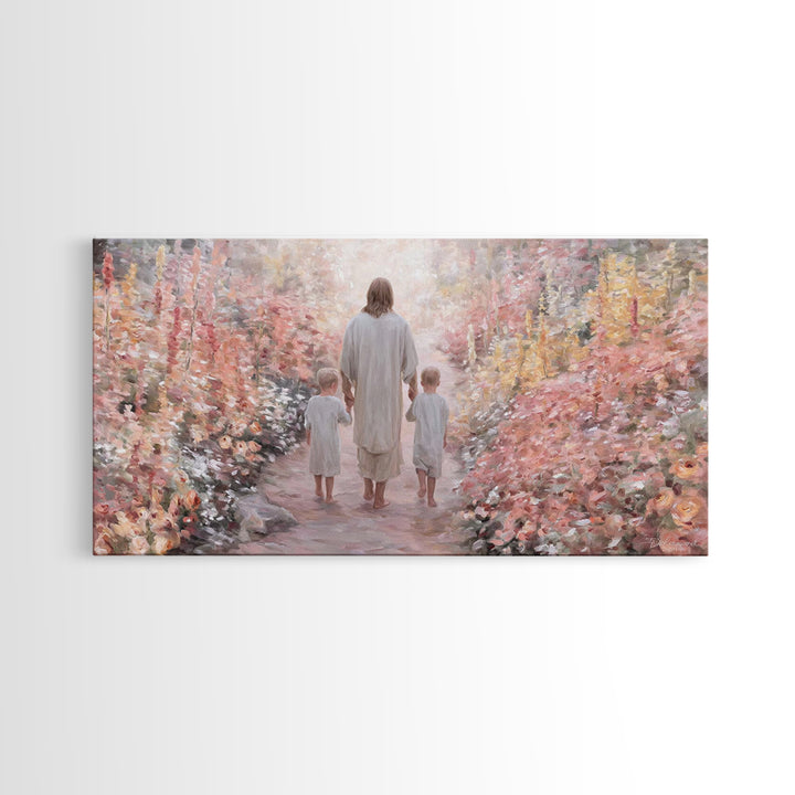 Garden Walk Blessing, Framed Canvas Print, Christian Wall Art, Jesus Painting, Christian Art Canvas, Christian Painting, Christian Gift