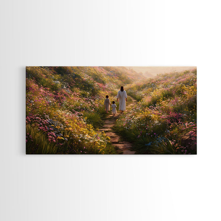 Blooming Path Grace – Framed Canvas Print – Christian Art Canvas – Christian Wall Art – Jesus Painting – Large Christian Art – Modern Chris