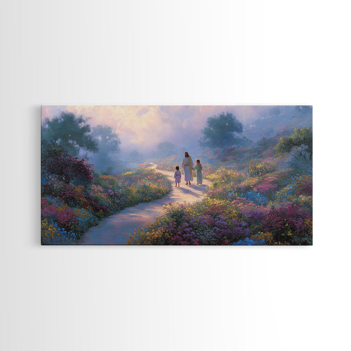 Garden Of Light | Framed Canvas Print | Christian Art Canvas | Christian Wall Art | Jesus Painting | Christian Decor | Christmas Art