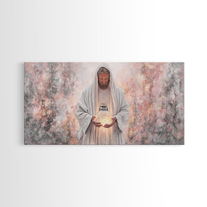 Light Of Eternity, Framed Canvas Print, Christian Wall Art, Jesus Painting, Christian Art Canvas, Christian Decor, Modern Christian Art