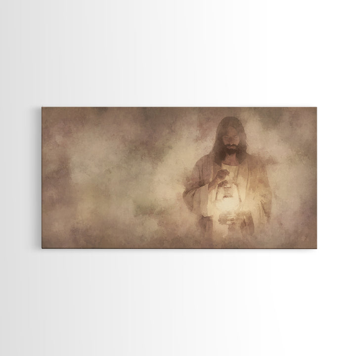 Lamp Of Mercy – Framed Canvas Print – Christian Wall Art – Jesus Painting – Christian Art Canvas – Christian Decor – Minimalist Christian A